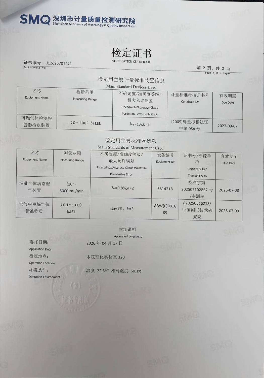 索富通GT-9801TC探測器通過深圳計量院檢測,各項指標均達標(圖2)
